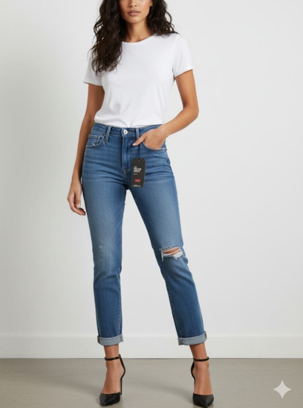 Levi's Premium 724 High Rise Straight Cropped Jeans Zip Fly Blue Size 27